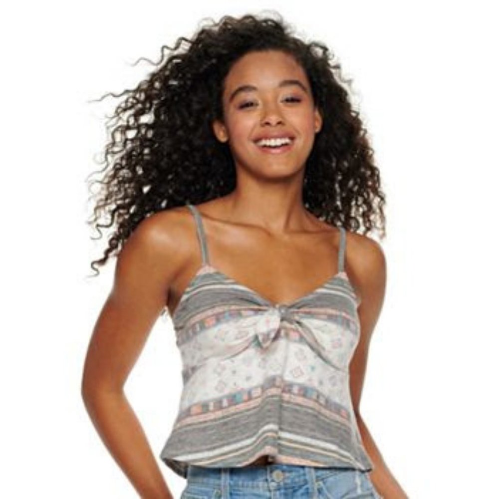 Mudd | Southwestern Multi-Color Slub Knit Bow Front Semi Cropped Tank Top